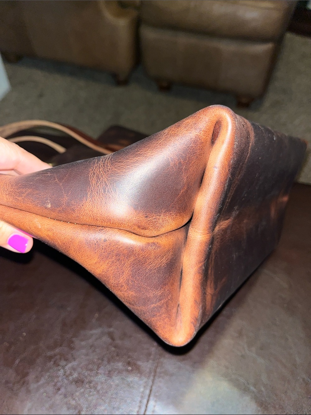 Autumn harvest Brown Leather Tote Bag from KMM and co - Picture 10 of 17
